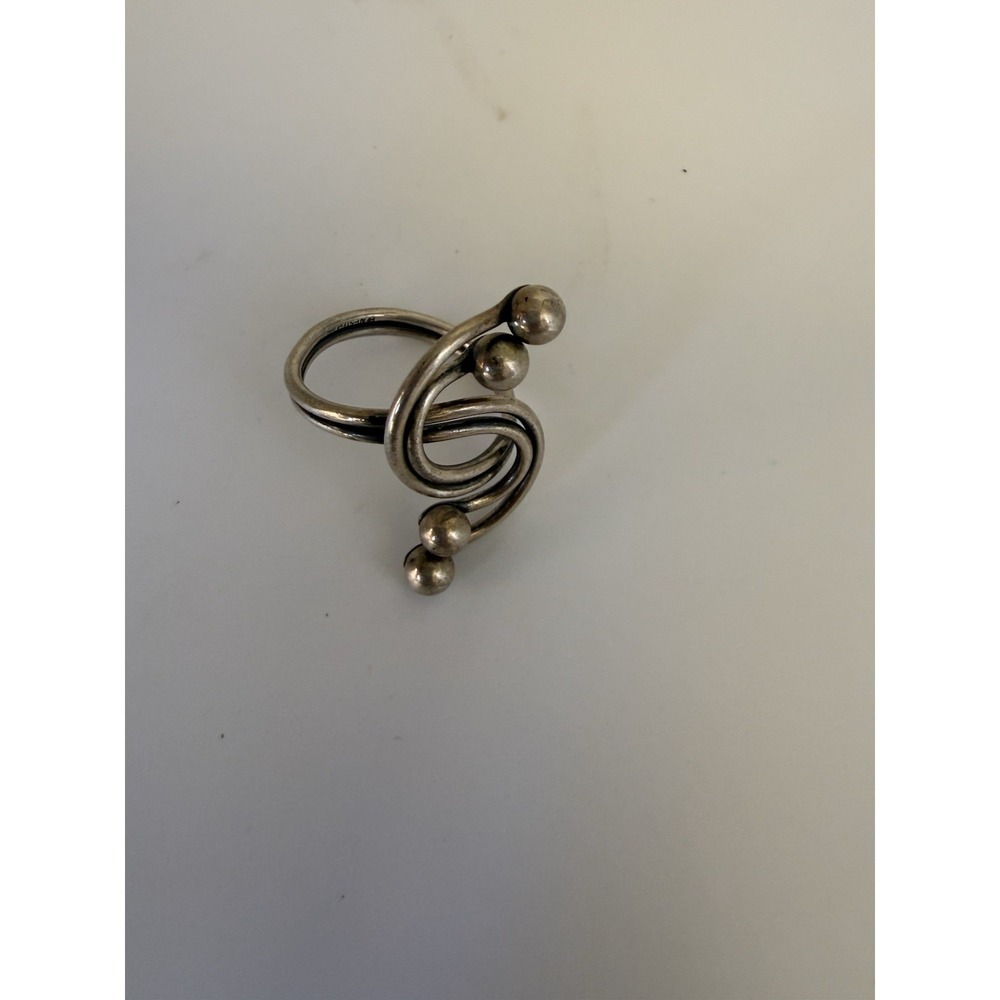 Vintage‎ Sterling Silver Modernist Ring Spiral Ball Design
